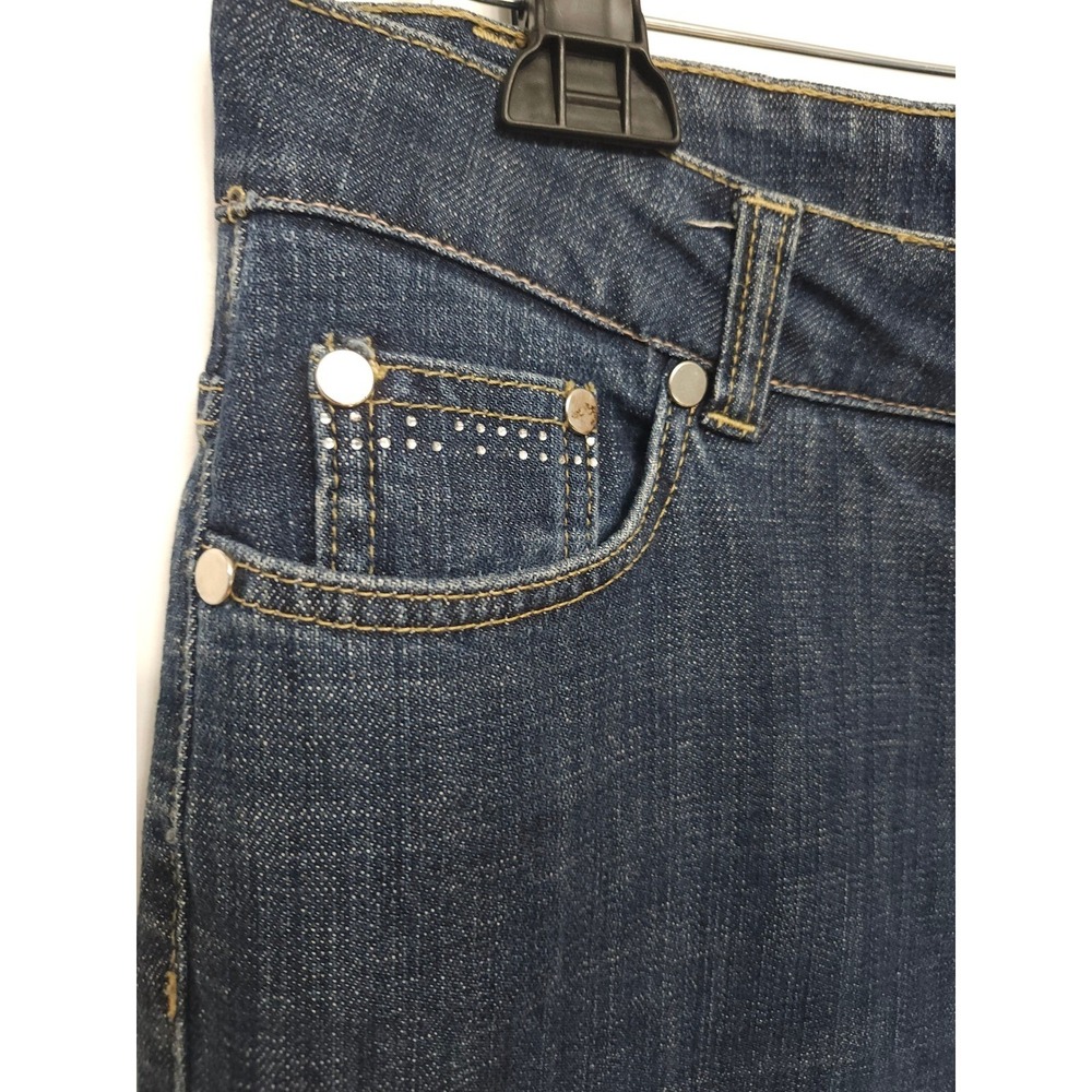 Wallis Womens 12 Dark Wash Rhinestone Embellished Straight Leg Jeans Blue - Picture 3 of 12